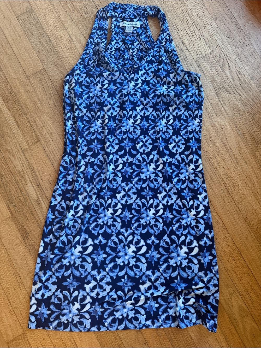 Tommy Bahama Navy and Light Blue Floral Maxi Skirt
